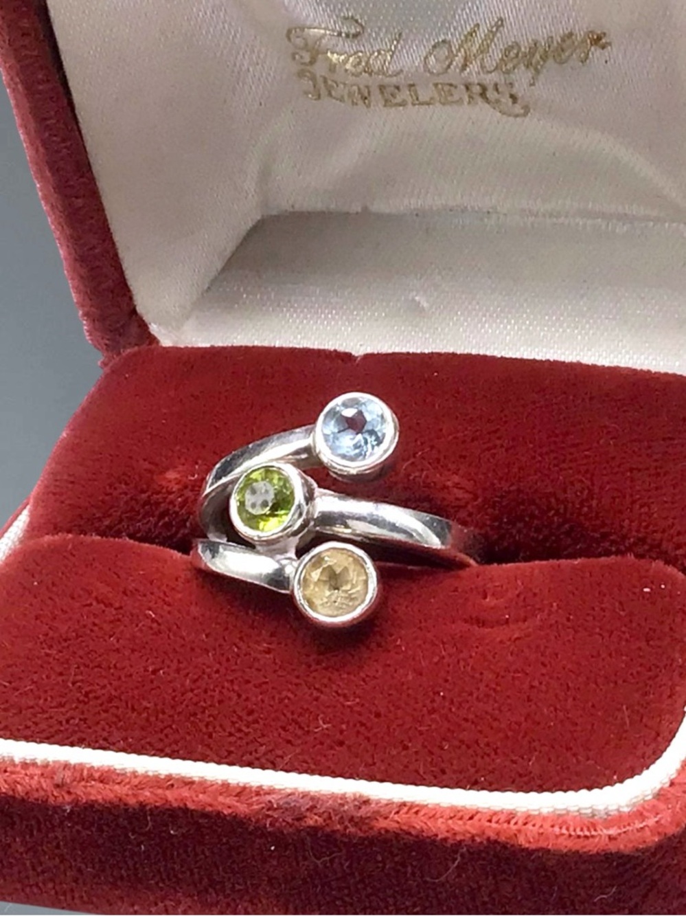🌺Vintage Sterling & Three Gemstone Ring - Picture 5 of 10